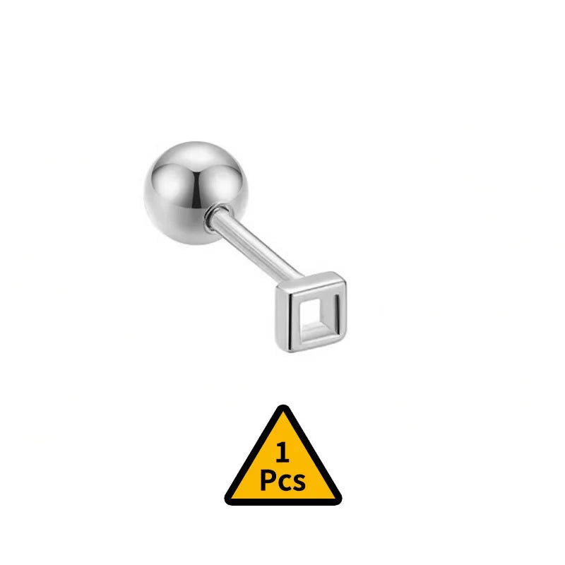 Cross Flower Crown Beads Screw Stud Earrings DA2276