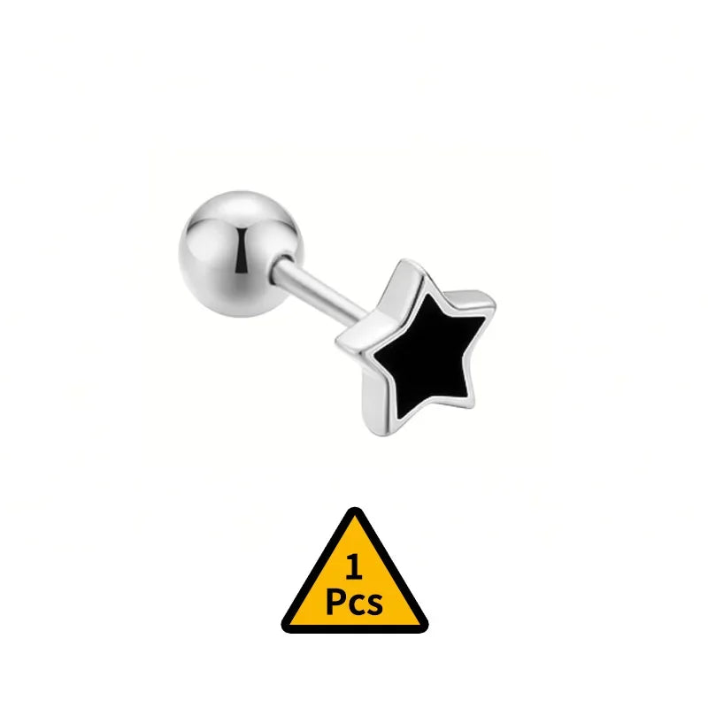 Cross Flower Crown Beads Screw Stud Earrings DA2276