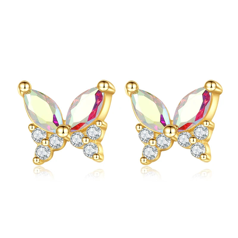 TrustDavis 2024 Real 925 Sterling Silver Romantic Butterfly CZ Stud Earring For Women Daughter Birthday Gift Fine Jewelry DS4609
