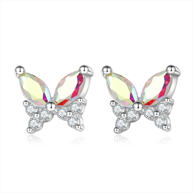 TrustDavis 2024 Real 925 Sterling Silver Romantic Butterfly CZ Stud Earring For Women Daughter Birthday Gift Fine Jewelry DS4609