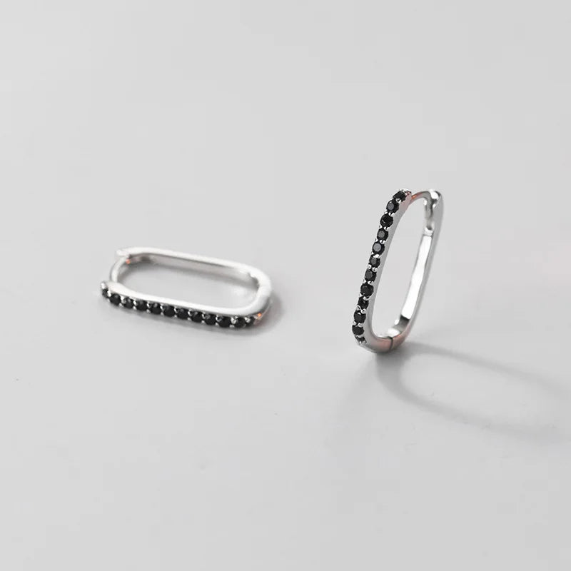 Earring Geometric Black Zircon Gothic Hoop Earrings DG0001