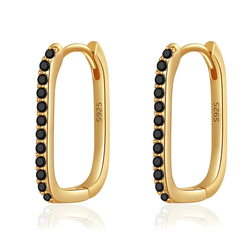 Geometric Black Zircon Gothic Hoop Earrings DG0001