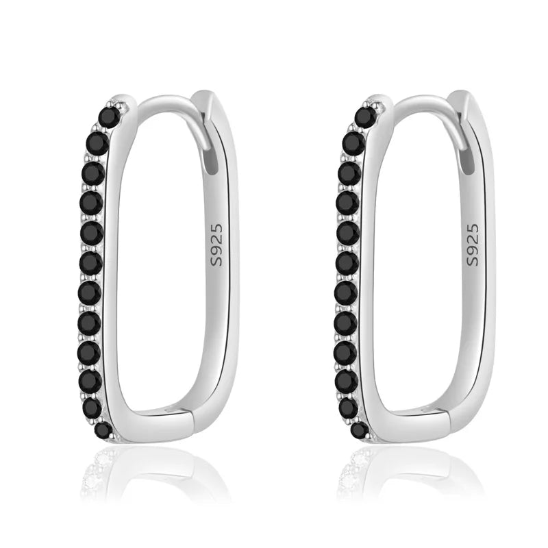 Earring Geometric Black Zircon Gothic Hoop Earrings DG0001