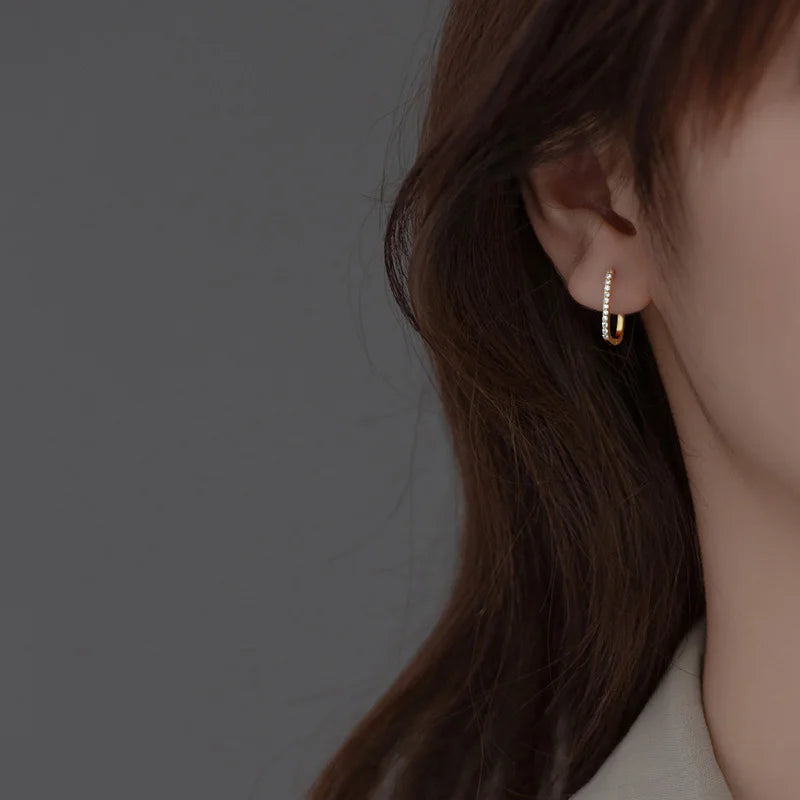 Geometric Black Zircon Gothic Hoop Earrings DG0001