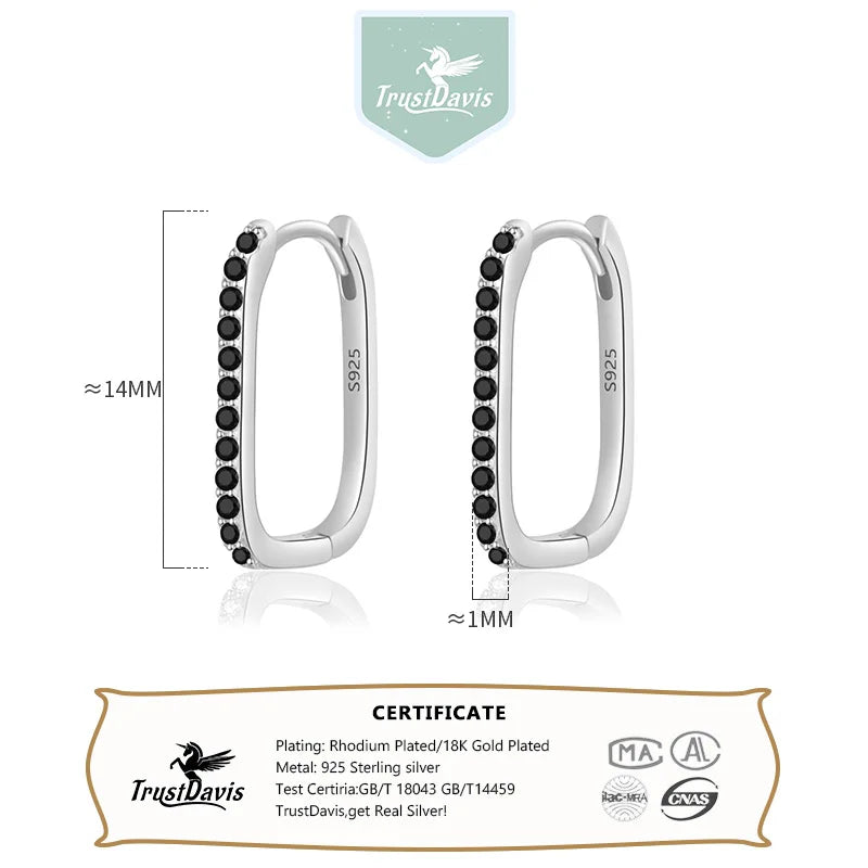 Earring Geometric Black Zircon Gothic Hoop Earrings DG0001