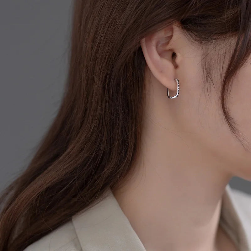 Geometric Black Zircon Gothic Hoop Earrings DG0001