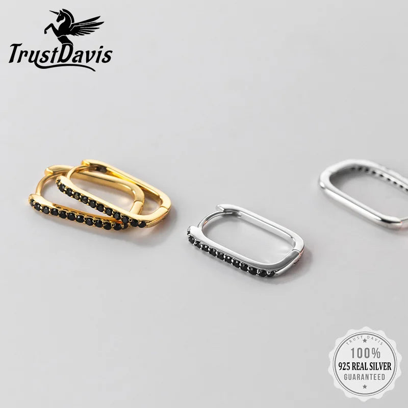 Geometric Black Zircon Gothic Hoop Earrings DG0001