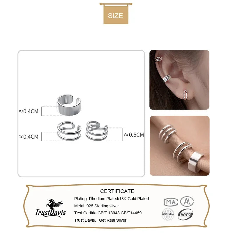 Layers Smooth Surface Ear Cuff Clip on Earrings DA250