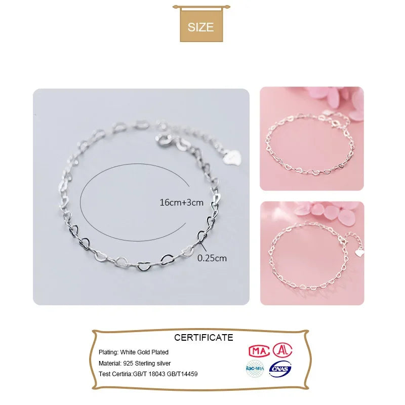 Fashion Jewelry Hollow Love Heart Chain Bracelet DS2379