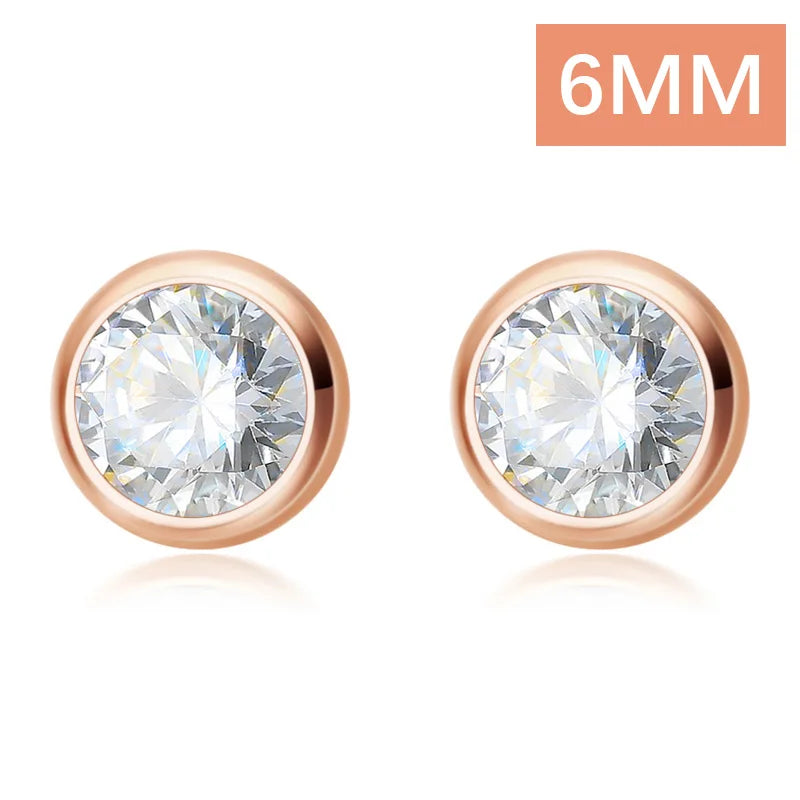 Kids Earring 4mm 5mm 6mm Round Dazzling CZ Stud Earring DT55