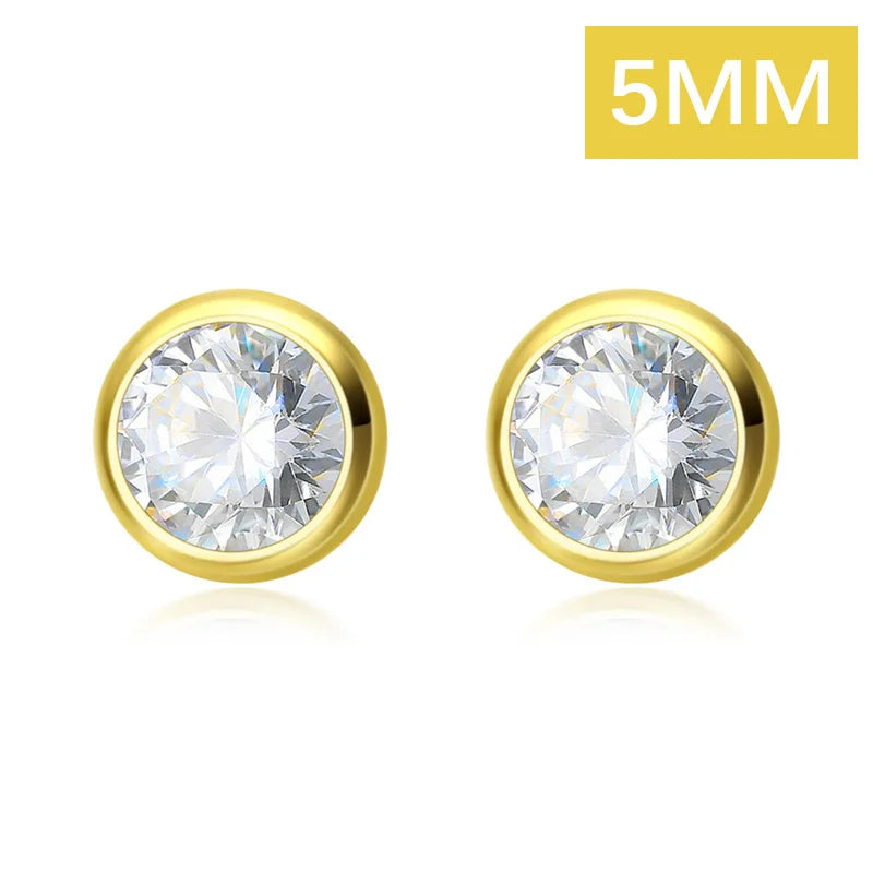Kids Earring 4mm 5mm 6mm Round Dazzling CZ Stud Earring DT55