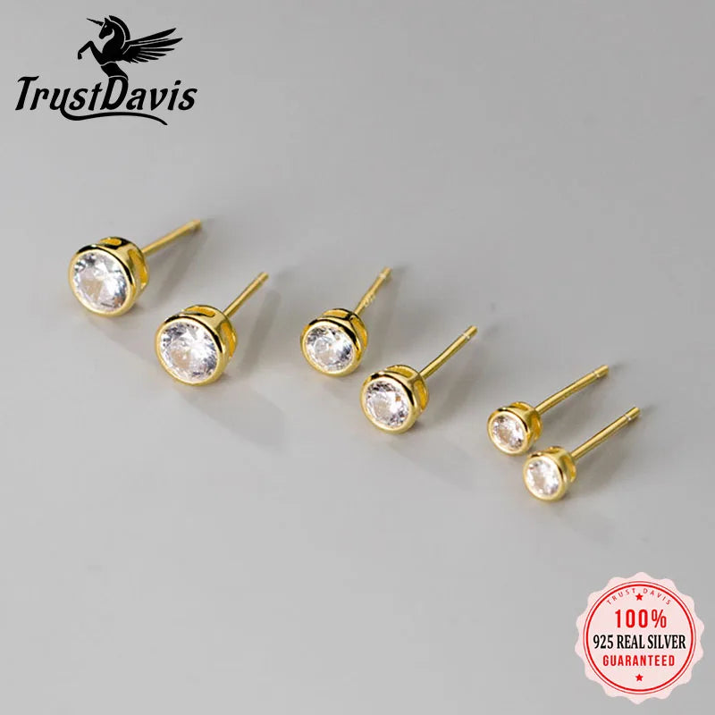 Kids Earring 4mm 5mm 6mm Round Dazzling CZ Stud Earring DT55