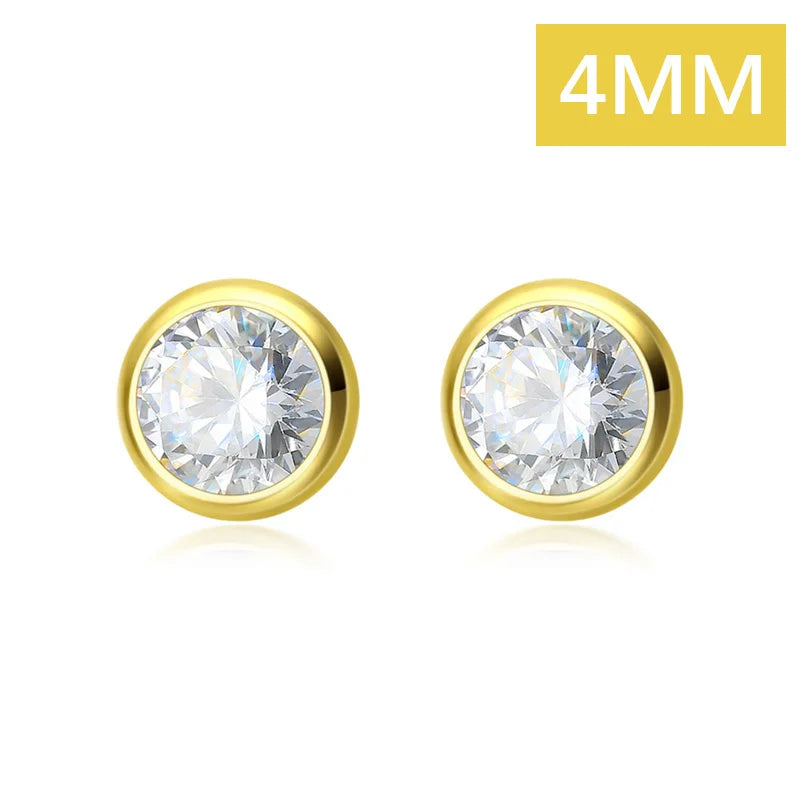 Kids Earring 4mm 5mm 6mm Round Dazzling CZ Stud Earring DT55