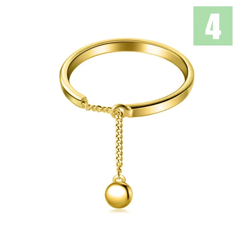 Beads Chain Open Finger Ring DS1891