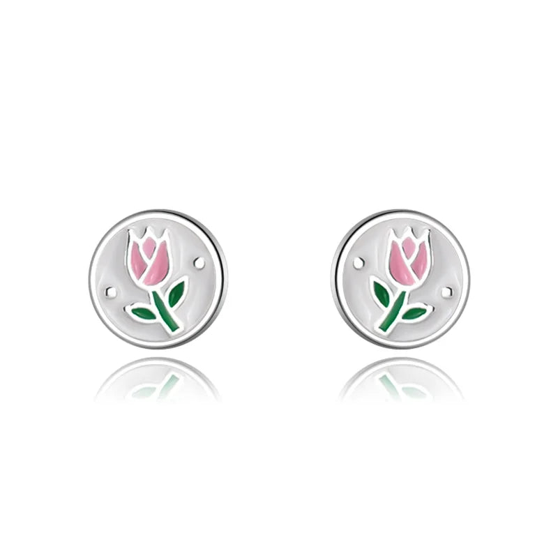 Flower Tulip Stud Earrings DS3970
