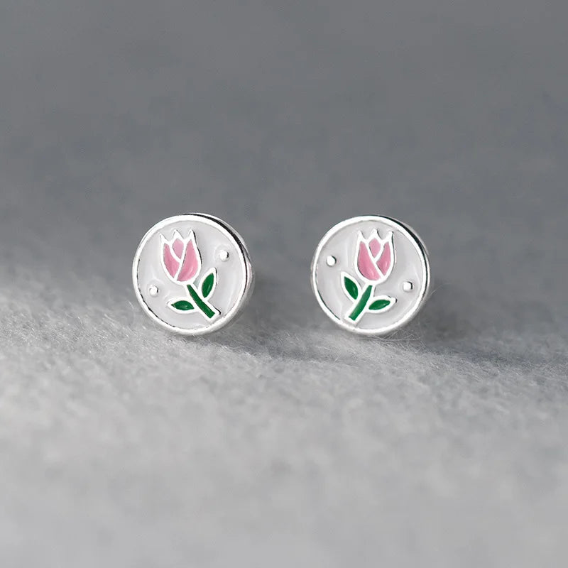 Flower Tulip Stud Earrings DS3970