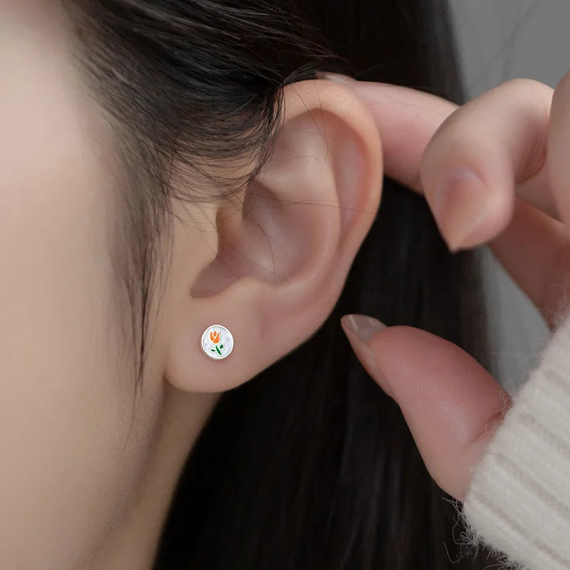Flower Tulip Stud Earrings DS3970