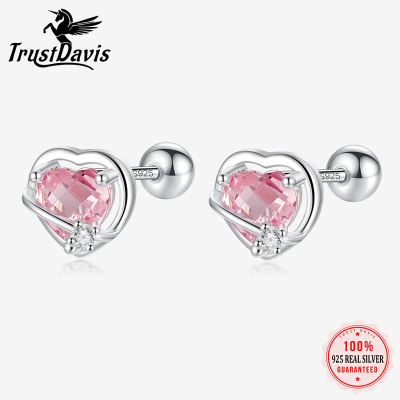 Heart Beads Screw Stud Earrings DS3662