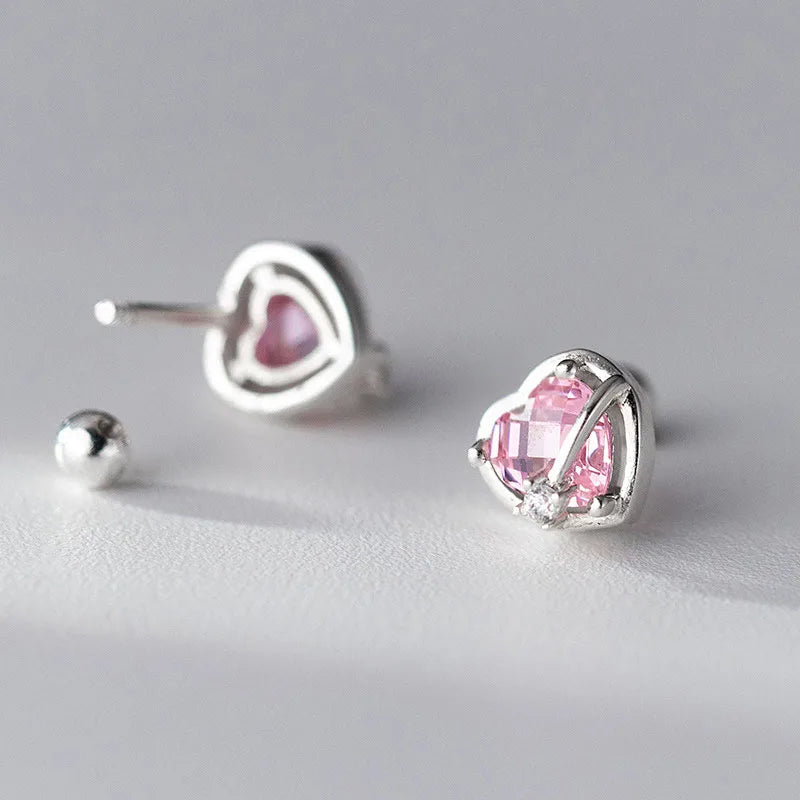 Heart Beads Screw Stud Earrings DS3662