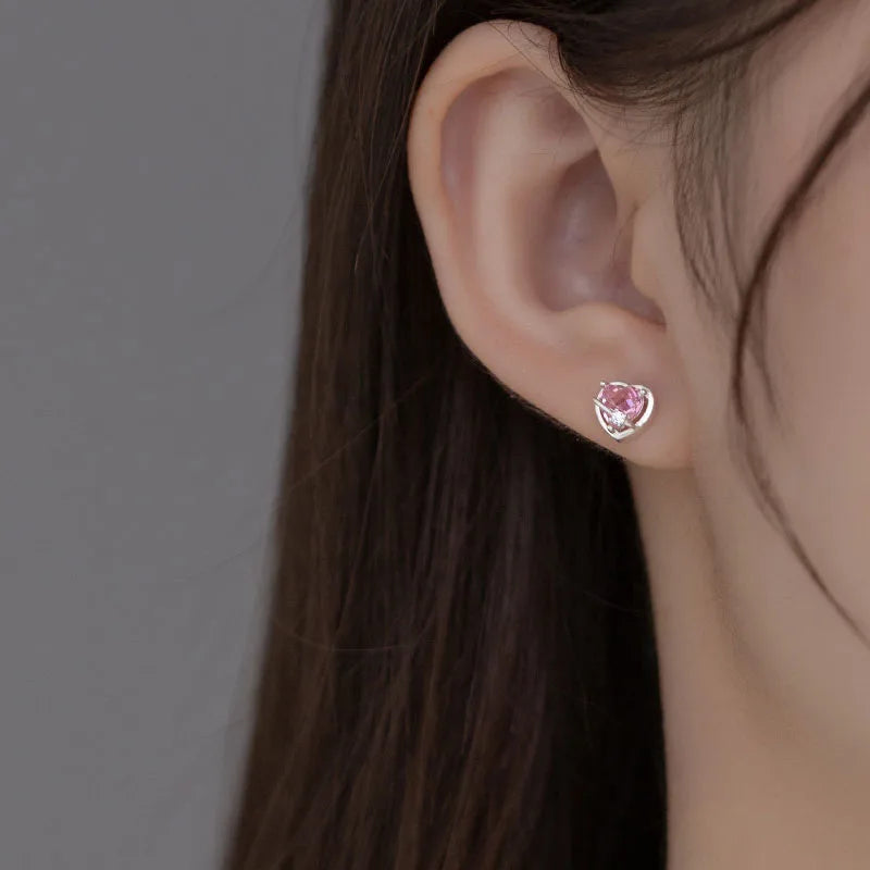 Heart Beads Screw Stud Earrings DS3662