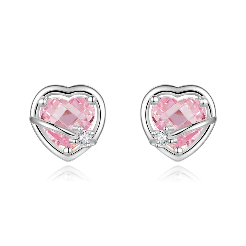 Heart Beads Screw Stud Earrings DS3662