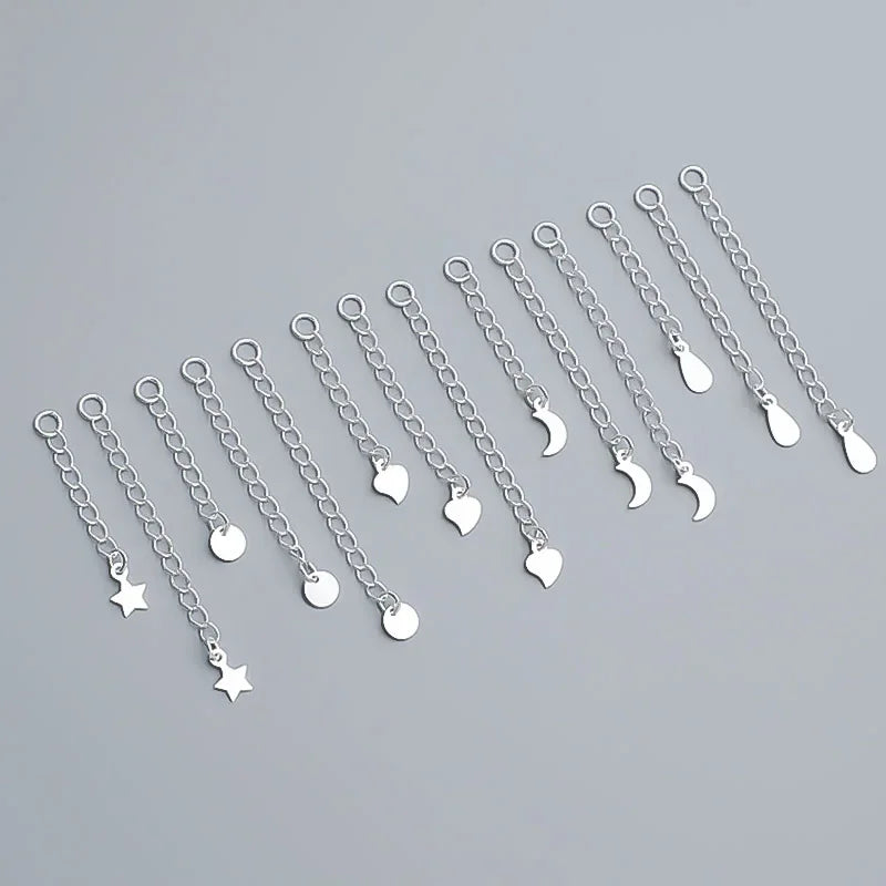 Heart-shaped Star Moon Tail Chain Necklace Extender Chain 925 Silver Jewelry DZ1210