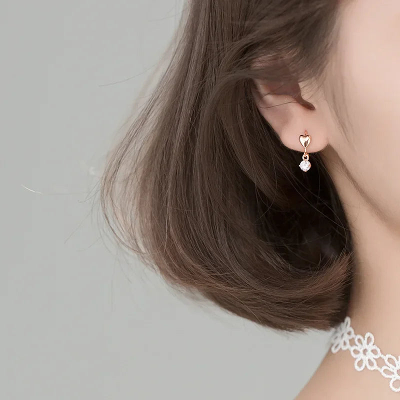 Fashion Romantic INS Heart Shiny CZ Hoop Earrings DA2641