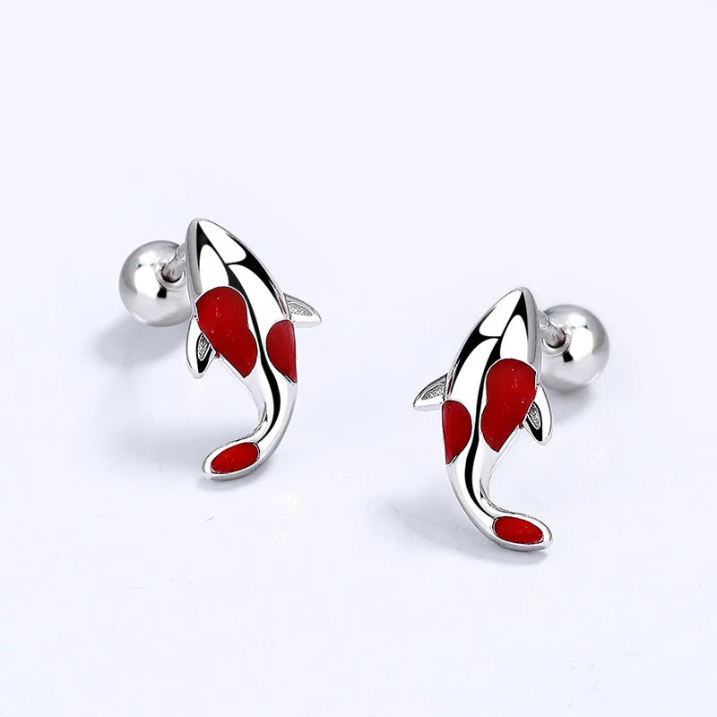 Fashion Rose Carp Screw Stud Earrings DG0014