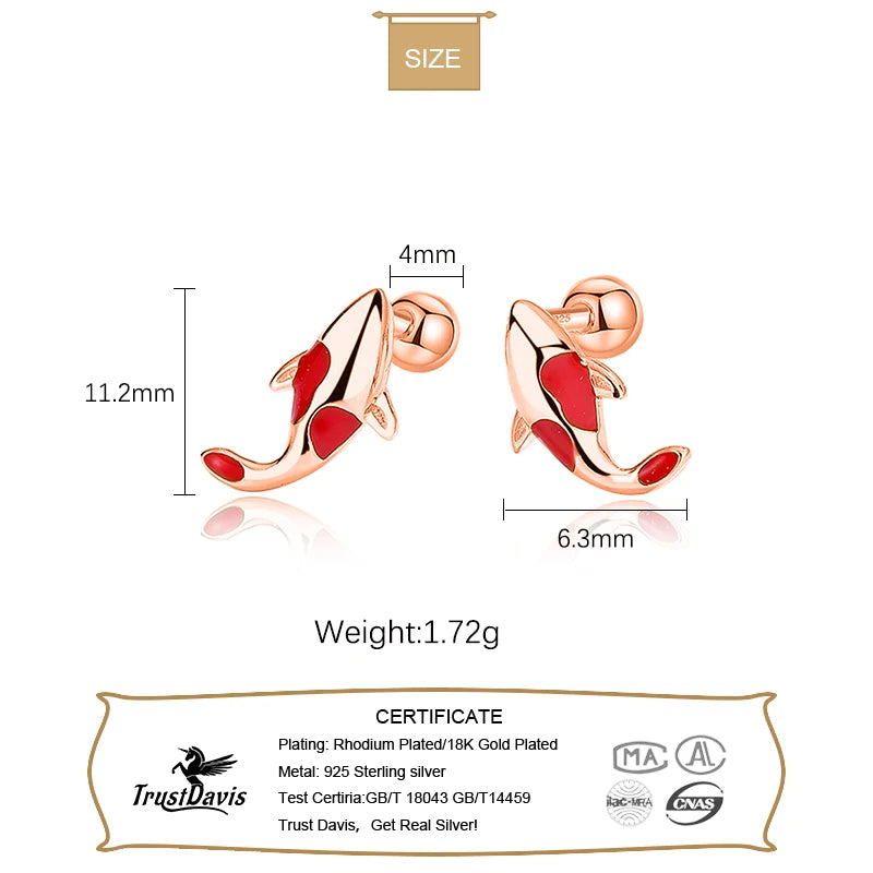 Fashion Rose Carp Screw Stud Earrings DG0014