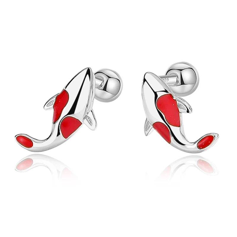 Fashion Rose Carp Screw Stud Earrings DG0014