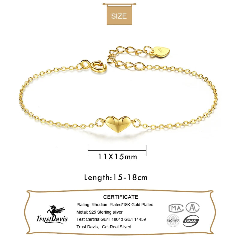 Romantic Heart Fine S925 Bracelet Jewelry DA2843