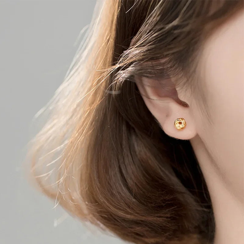 Fashion Charm Sweet Gold Knot Stud Earrings DA1797