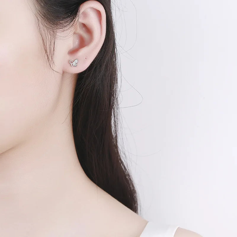 Fashion Sweet Insect Butterfly CZ Screw Stud Earrings DA2519