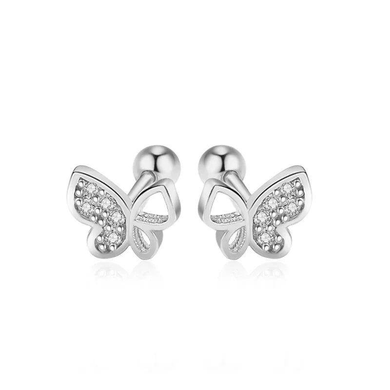 Fashion Sweet Insect Butterfly CZ Screw Stud Earrings DA2519