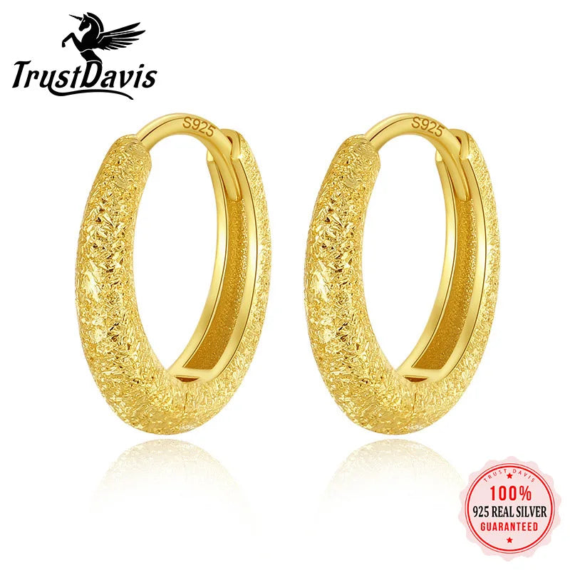 Cute 18K Gold Grind Arenaceous Hoop Earrings DG0042