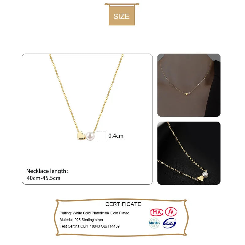 Romantic Heart Synthesis Pearl Choker Necklace DB1404