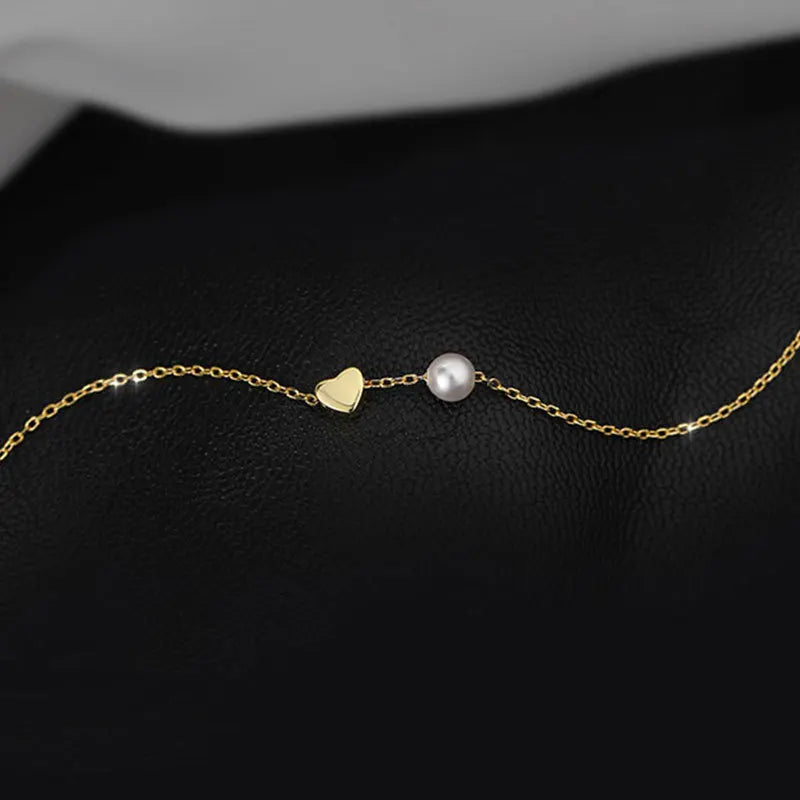 Romantic Heart Synthesis Pearl Choker Necklace DB1404