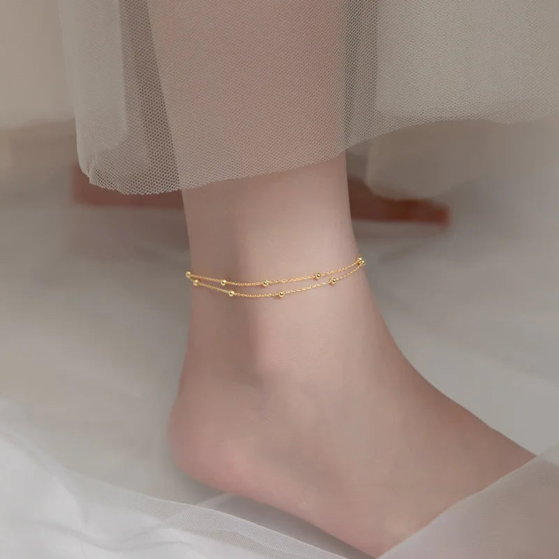 Double Layer Beads Chain Anklets DA2343