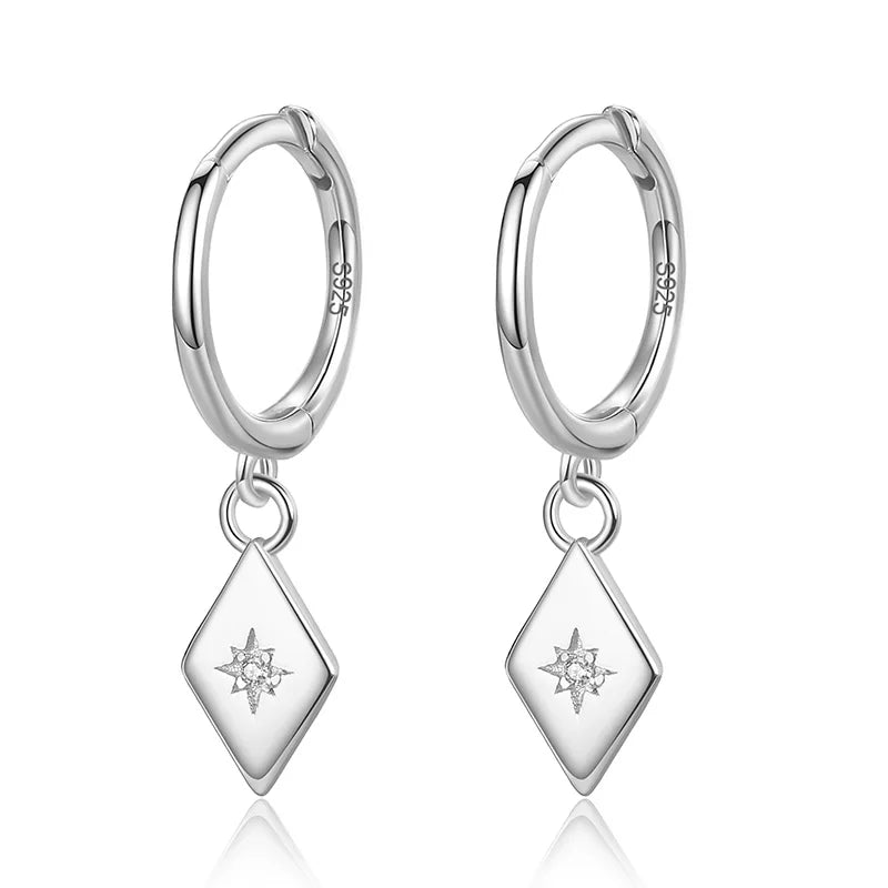 Geometric Zircon Pendant Hoop Earrings DA2693
