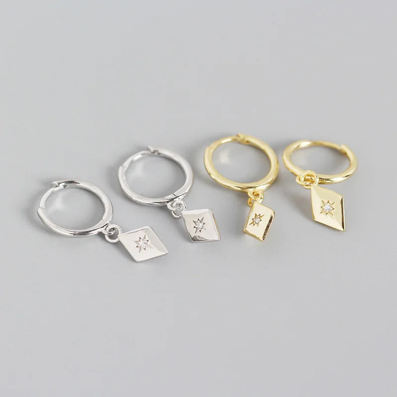 Geometric Zircon Pendant Hoop Earrings DA2693
