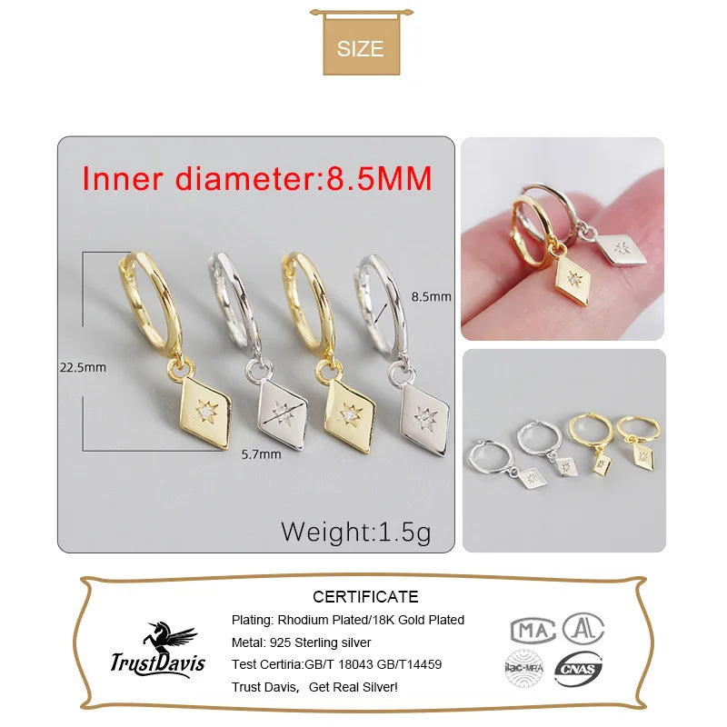 Geometric Zircon Pendant Hoop Earrings DA2693