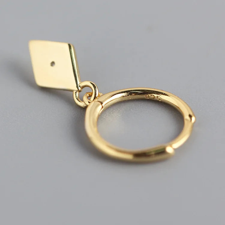 Geometric Zircon Pendant Hoop Earrings DA2693