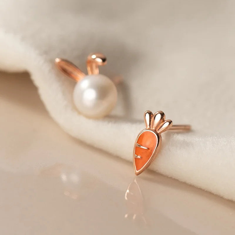 Cute Rabbit Carrot Stud Earrings DS3962