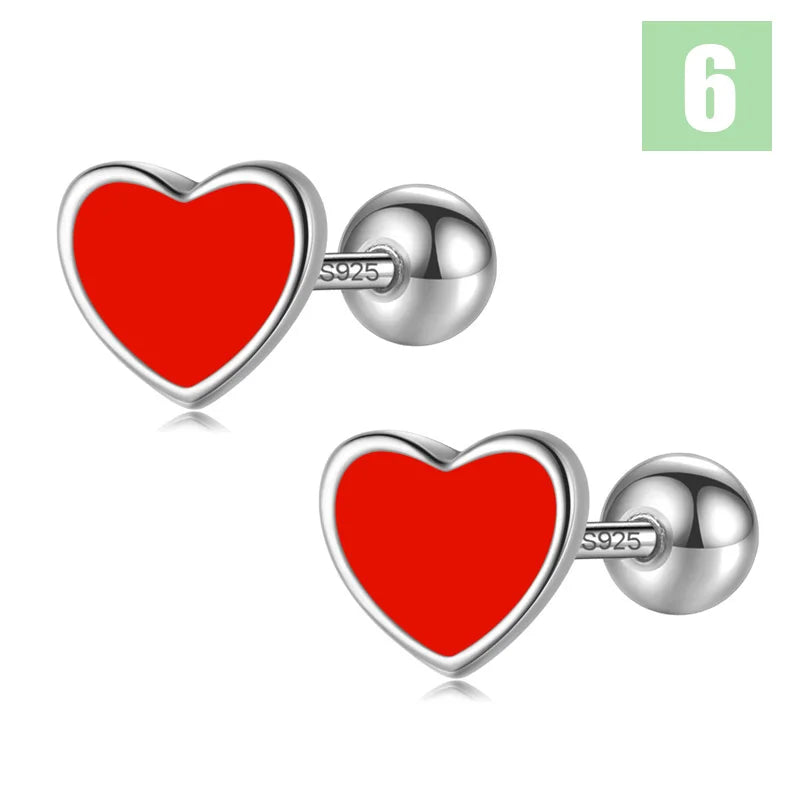 Sweet Heart Color Screw Stud Earrings DS4124