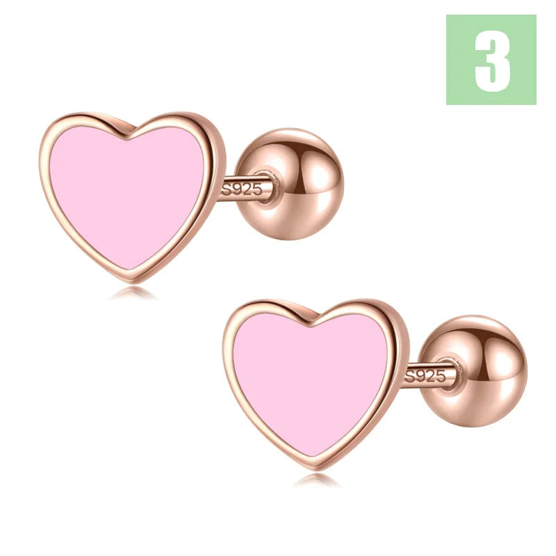 Sweet Heart Color Screw Stud Earrings DS4124