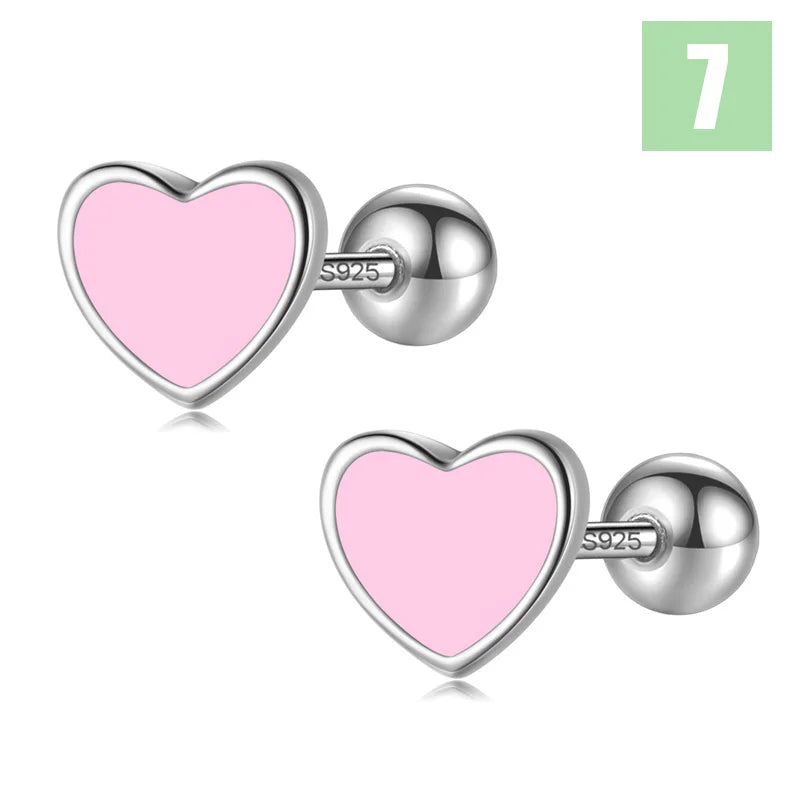 Sweet Heart Color Screw Stud Earrings DS4124