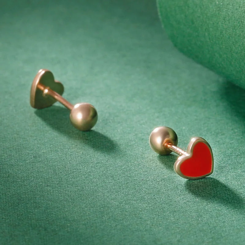 Sweet Heart Color Screw Stud Earrings DS4124