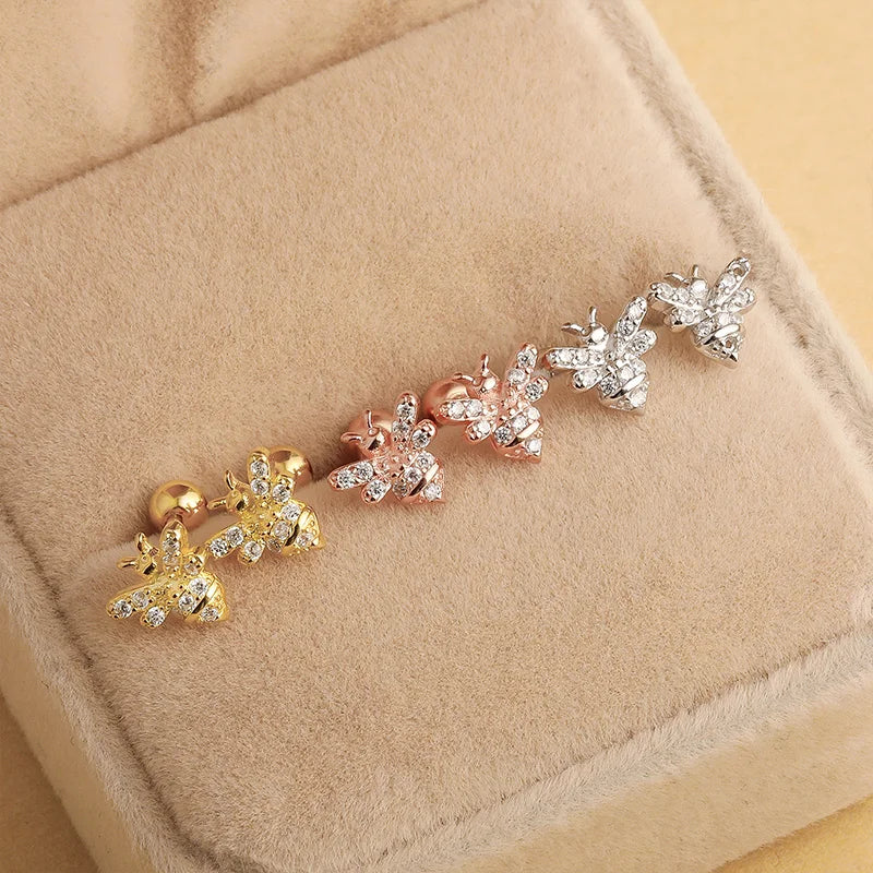Cute Insect Bee Screw Stud Earrings DS4493