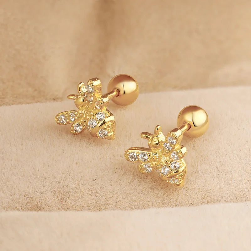 Cute Insect Bee Screw Stud Earrings DS4493