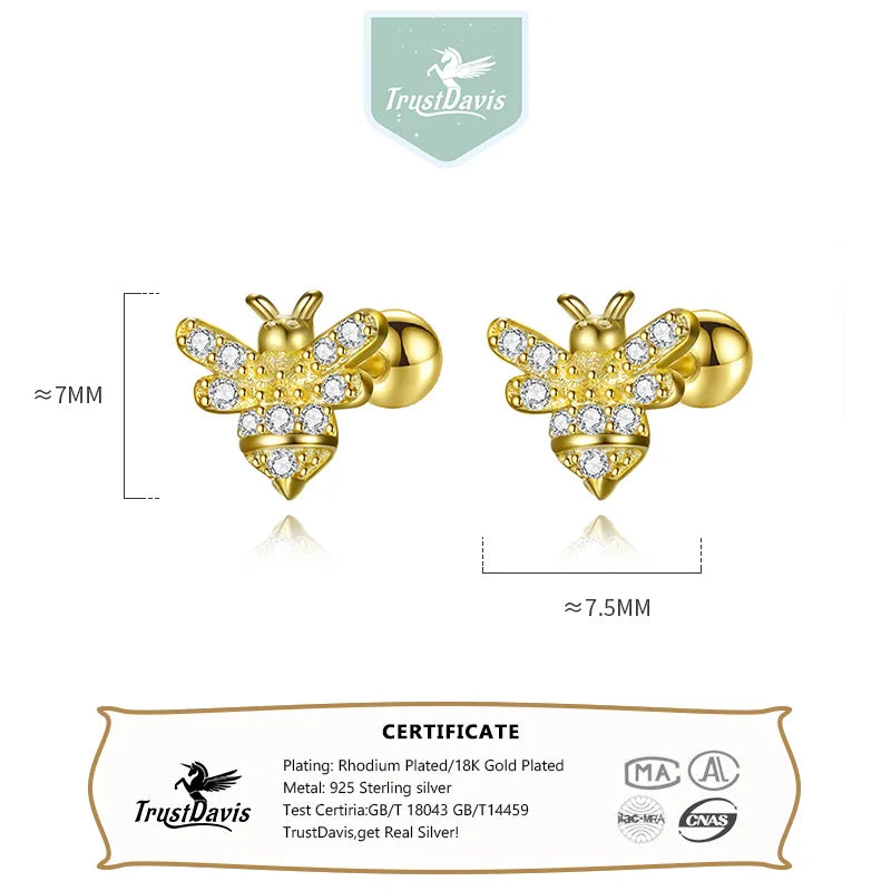 Cute Insect Bee Screw Stud Earrings DS4493